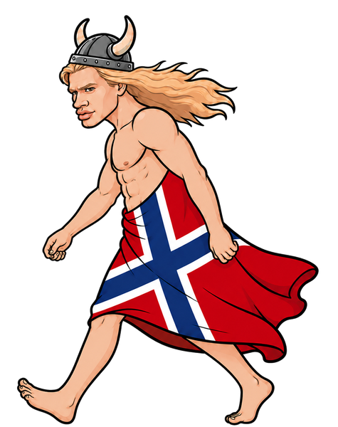 $HAALAND — the Norse Viking striker walking in a Norwegian flag cape
